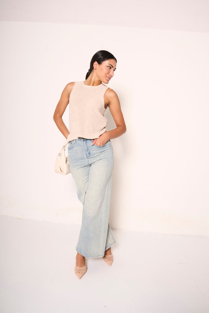 Jeans a gamba larga in denim chiaro