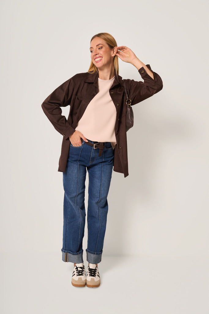 Jeans dritto con risvolto donna