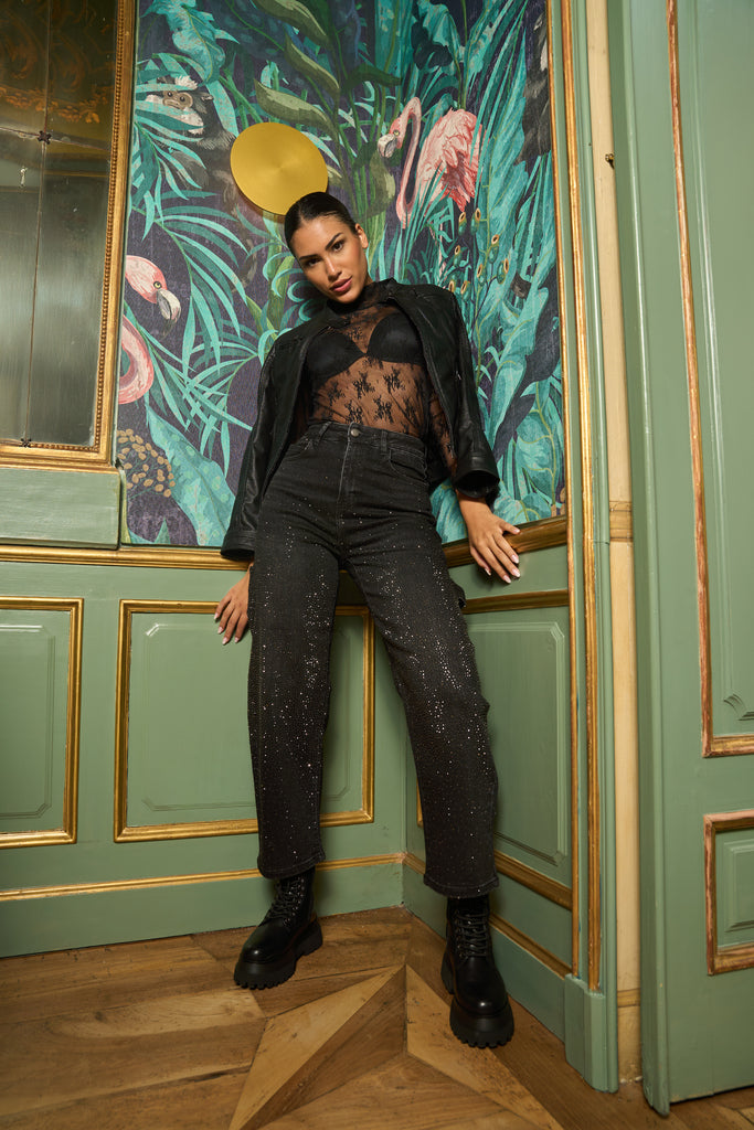 Jeans donna con strass