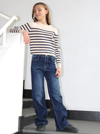 Jeans a vita alta con doppio bottone