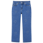 Jeans con cuori e perlina