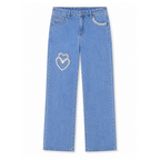 Jeans con cuore strass
