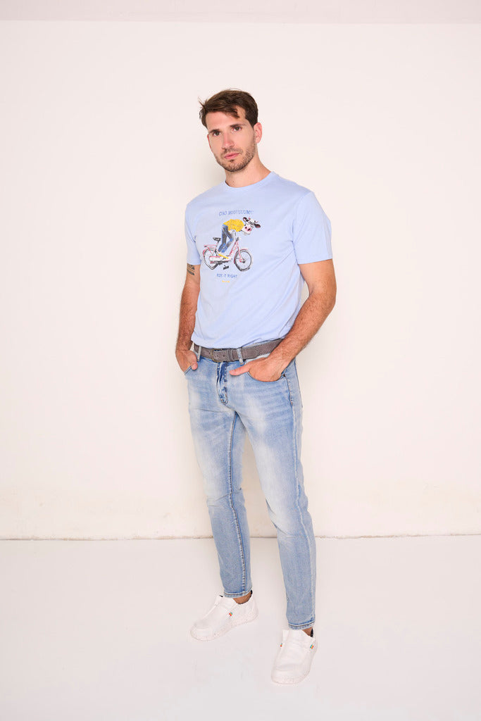 Jeans 5 tasche in denim sbiadito