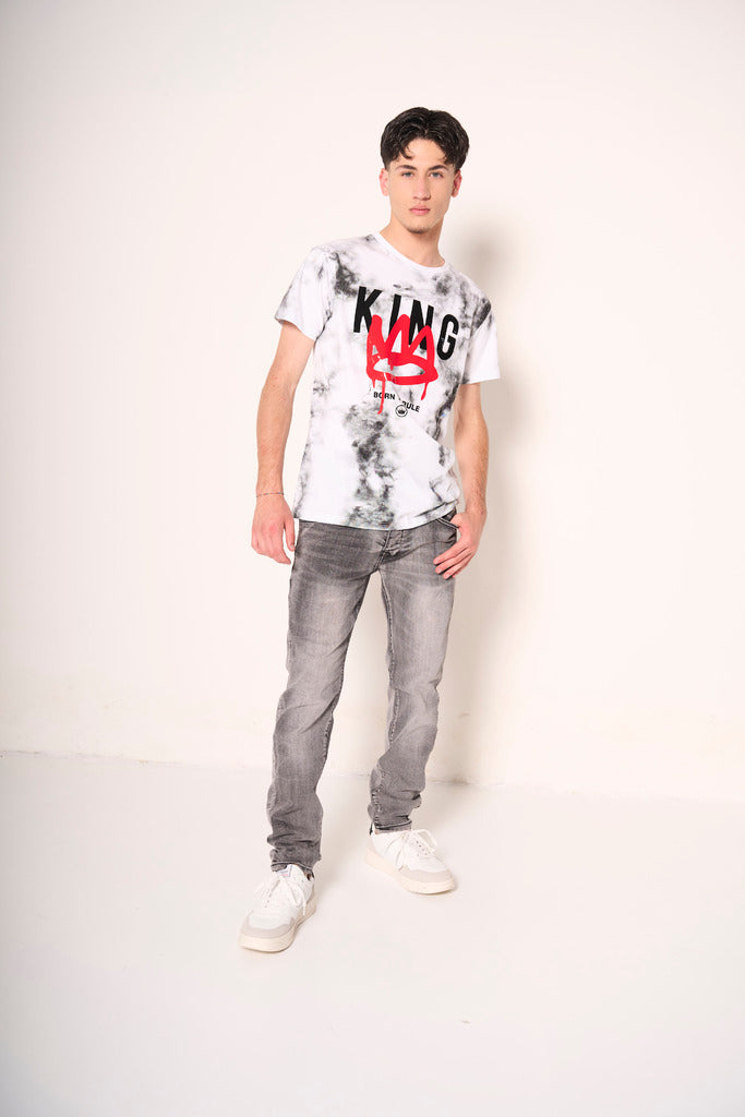 Jeans slim fit grigio effetto delavé