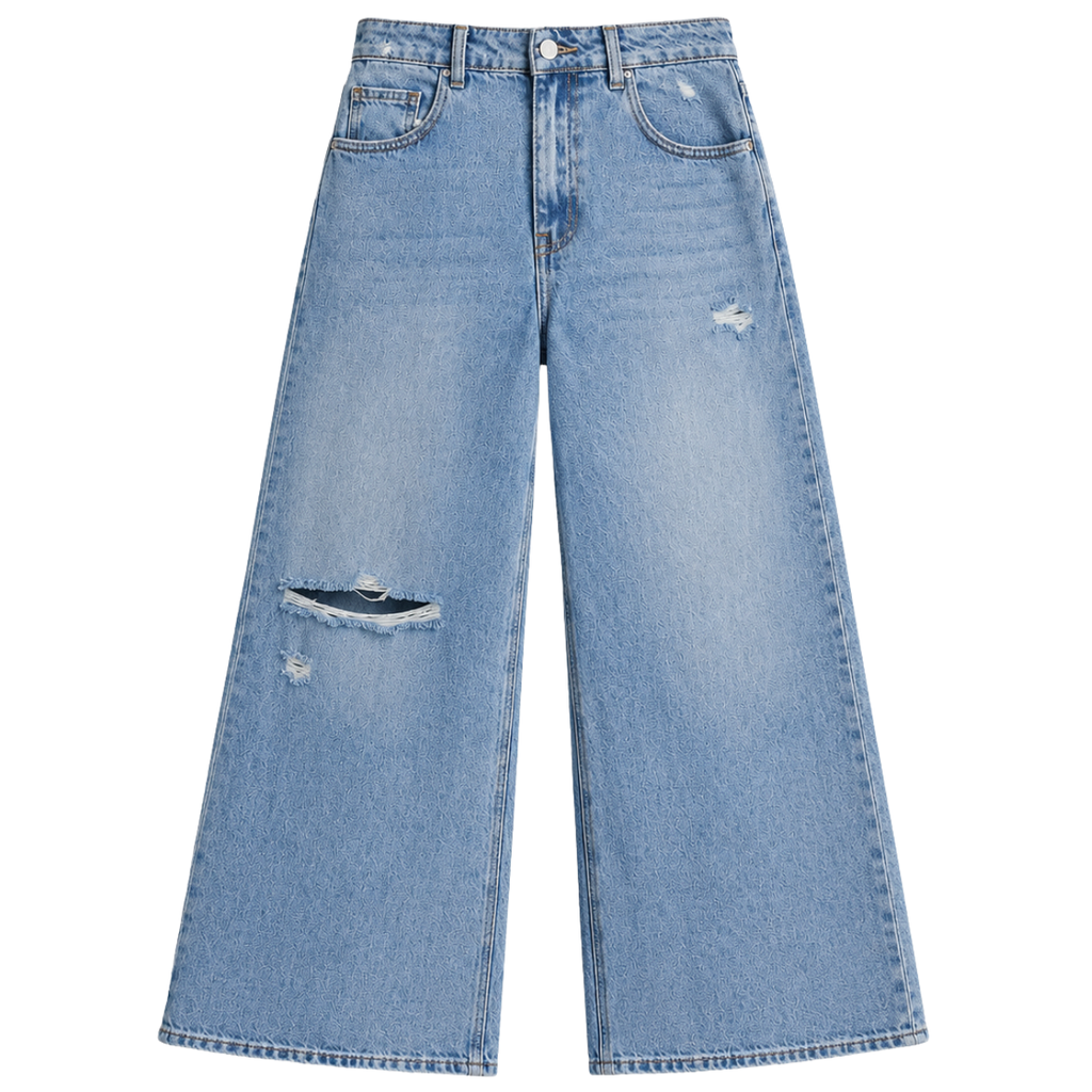 Jeans wide leg con strappi donna