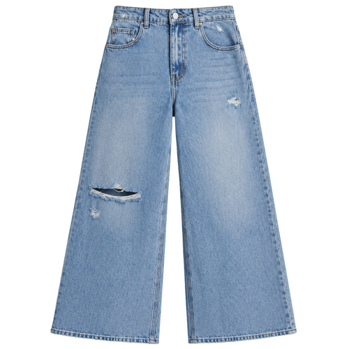 Jeans wide leg con strappi donna