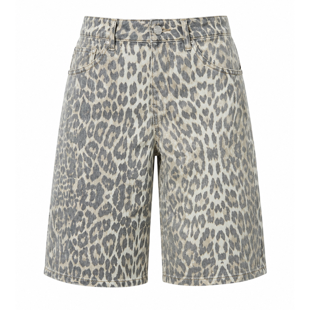 Denim bermuda animalier