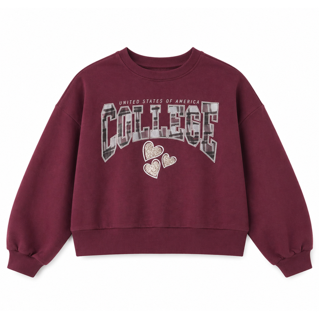 Felpa cropped con scritta bambina