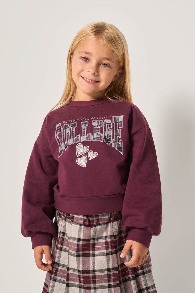 Felpa cropped con scritta bambina