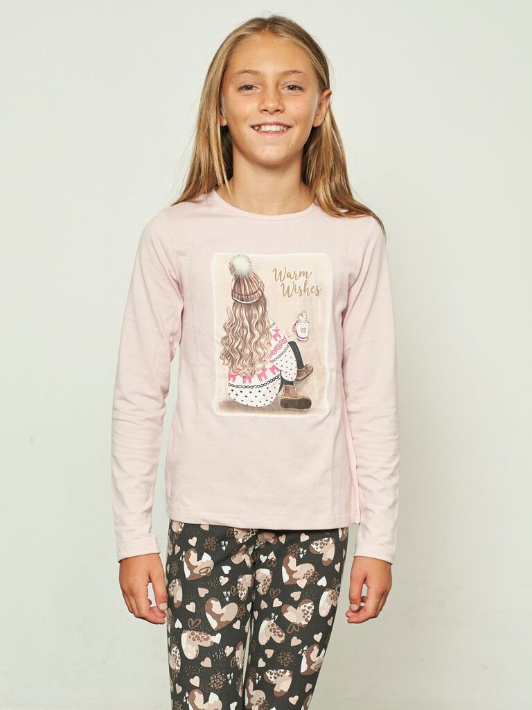 Maglia con stampa e pon pon