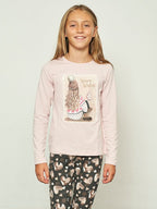 Maglia con stampa e pon pon