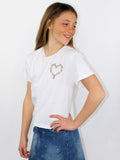 T-shirt con cuore di strass