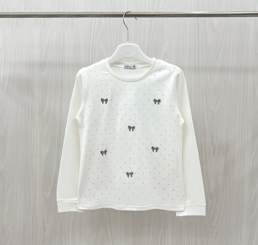 Maglia a maniche lunghe con fiocchetti glitter