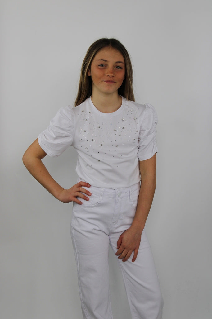 T-shirt con maniche a sbuffo