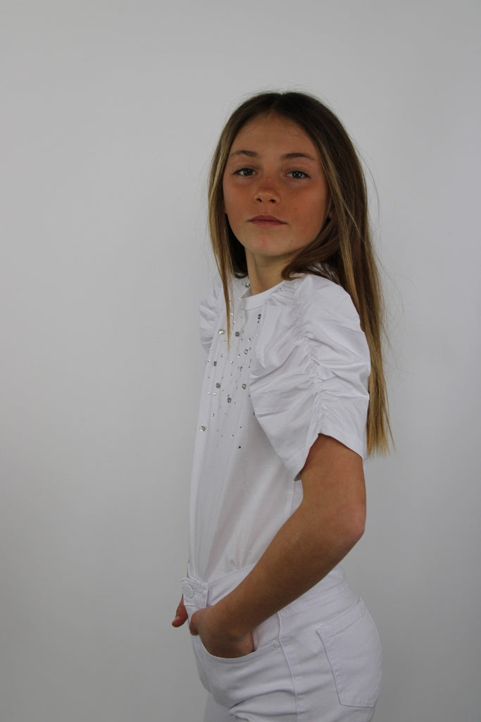T-shirt con maniche a sbuffo