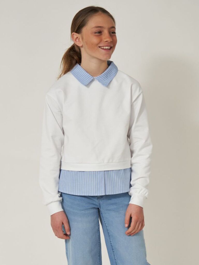 Felpa con finta camicia a righe