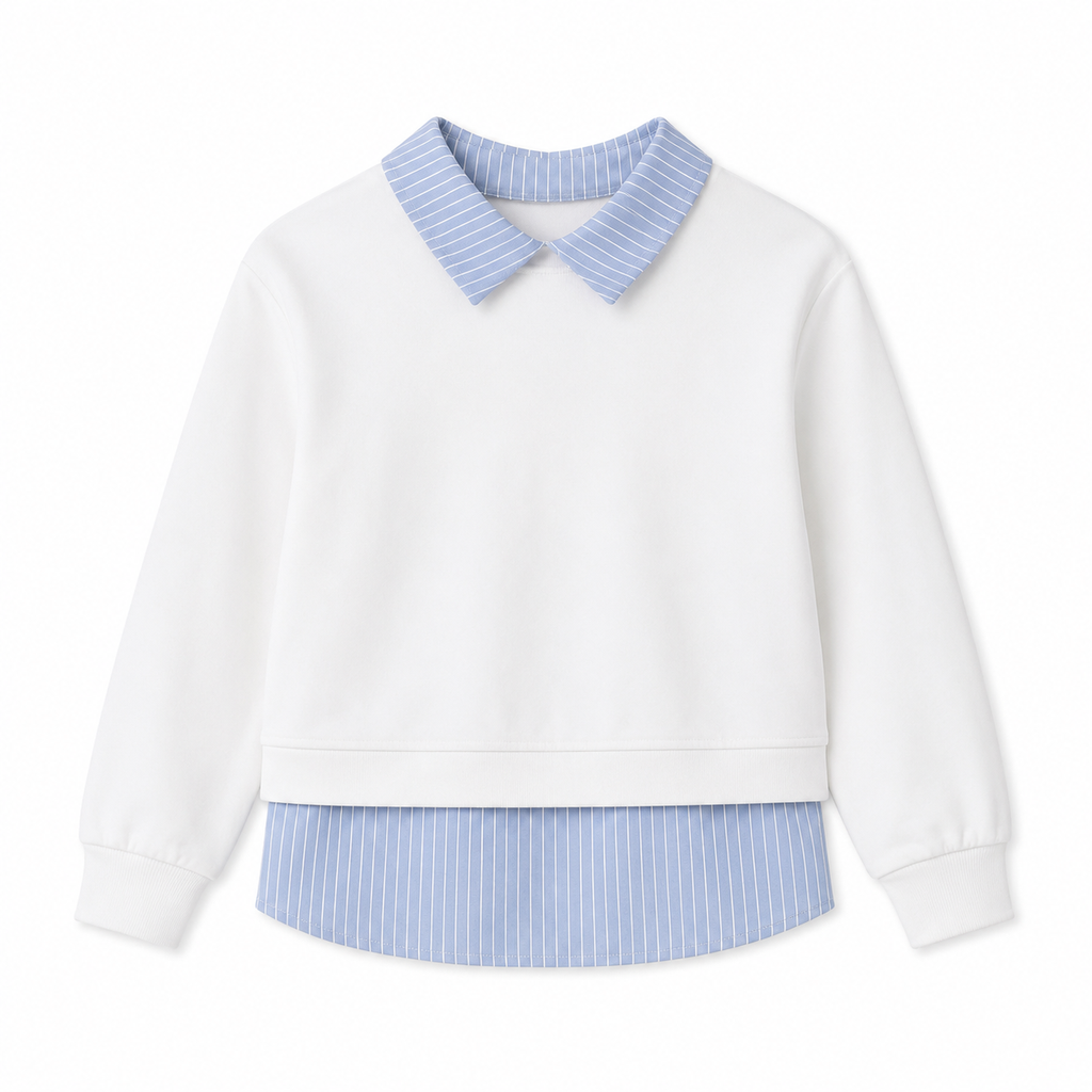 Felpa con finta camicia a righe