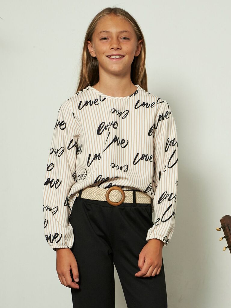 Maglia rigata con scritte "love"