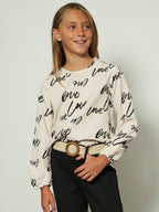 Maglia rigata con scritte "love"