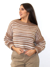 Carica l&#39;immagine nel visualizzatore di Gallery, Pullover rigato con scollo a barchetta
