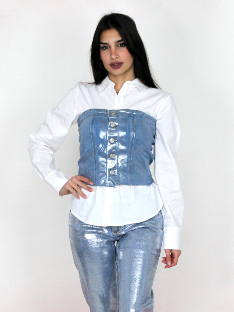 Top laminato in jeans