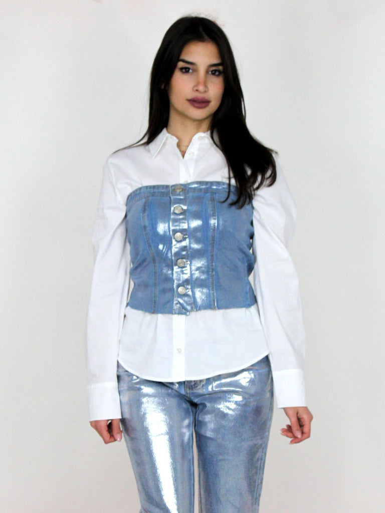 Top laminato in jeans