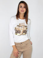 T-shirt stampa orsetto oro