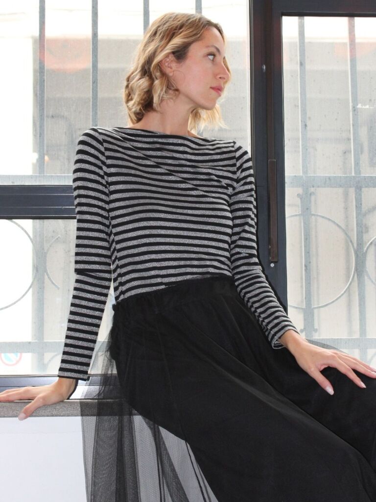 Maglia a righe brillantinate
