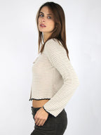 Cardigan traforato con laccetto
