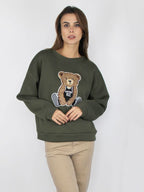 Felpa con orso applicato