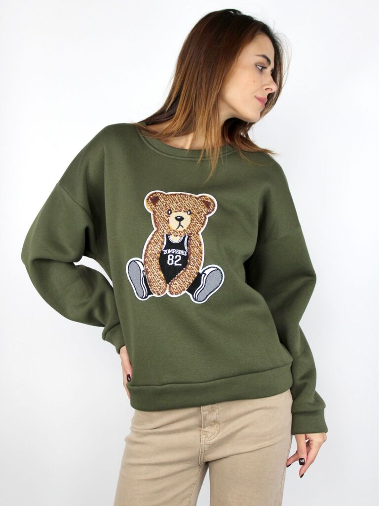 Felpa con orso applicato
