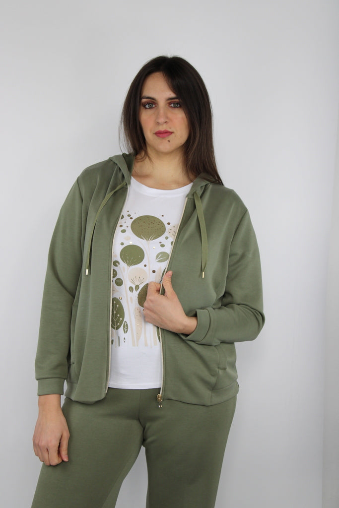 Felpa donna con zip e cappuccio