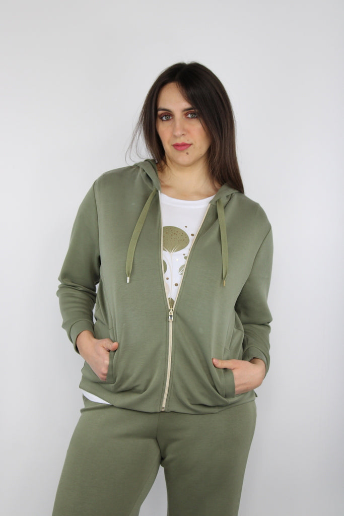Felpa donna con zip e cappuccio