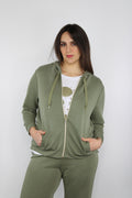 Felpa donna con zip e cappuccio