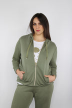 Felpa donna con zip e cappuccio