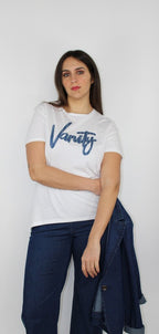 T-shirt con scritta al centro