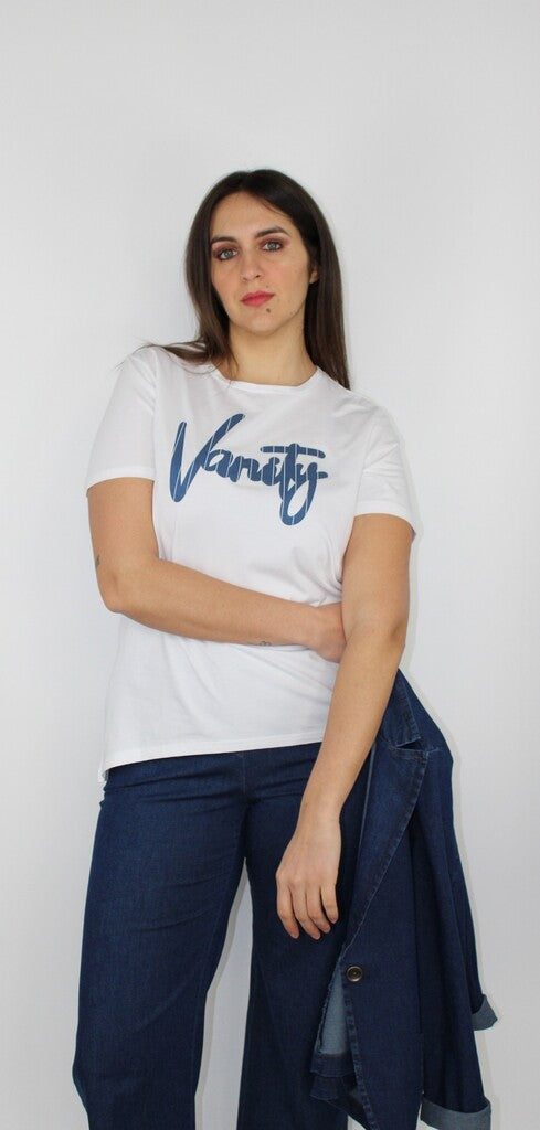 T-shirt con scritta al centro