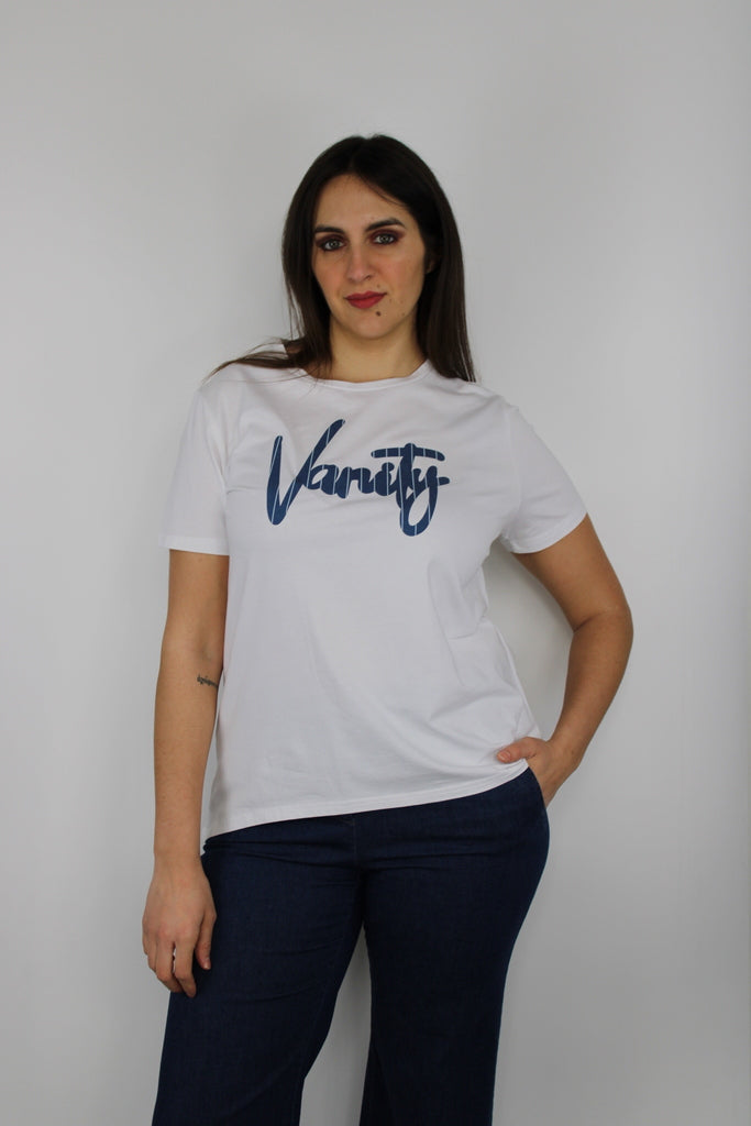 T-shirt con scritta al centro