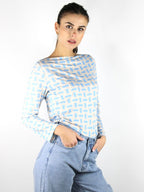 Maglia scollo a barca geometrica