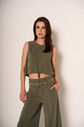 Top corto con coulisse e nodo frontale