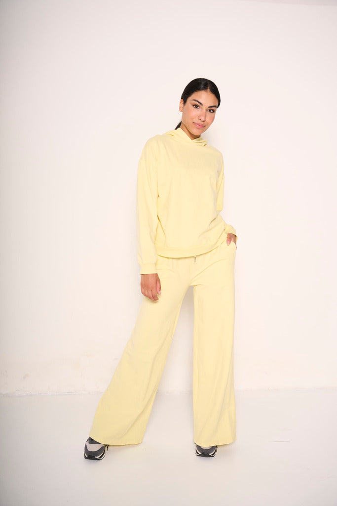 Felpa con cappuccio giallo chiaro