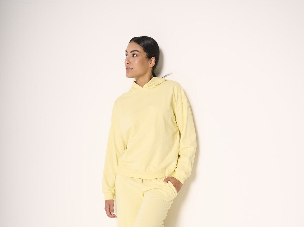 Felpa con cappuccio giallo chiaro