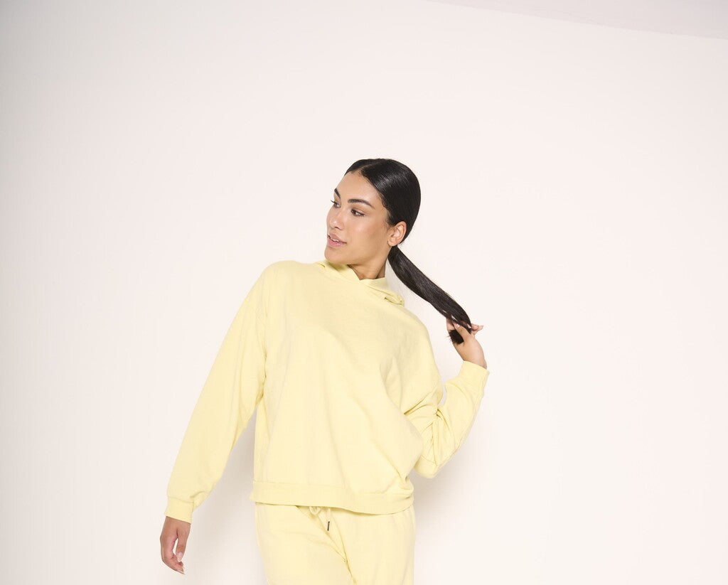 Felpa con cappuccio giallo chiaro