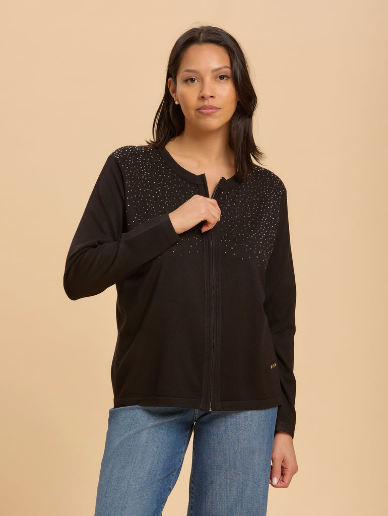 Cardigan con zip e punti luce