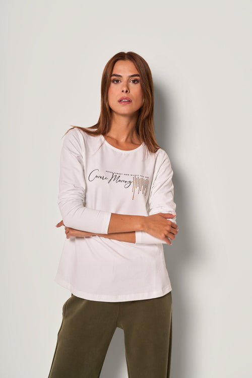 Maglia manica lunga girocollo con decorazione