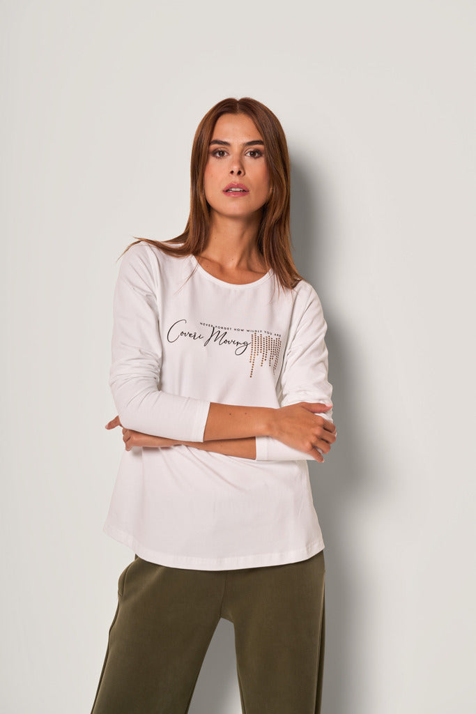 Maglia manica lunga girocollo con decorazione