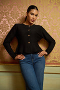 Cardigan da donna con bottoni oro
