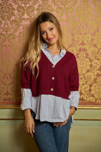 Cardigan cropped con bottoni gioiello