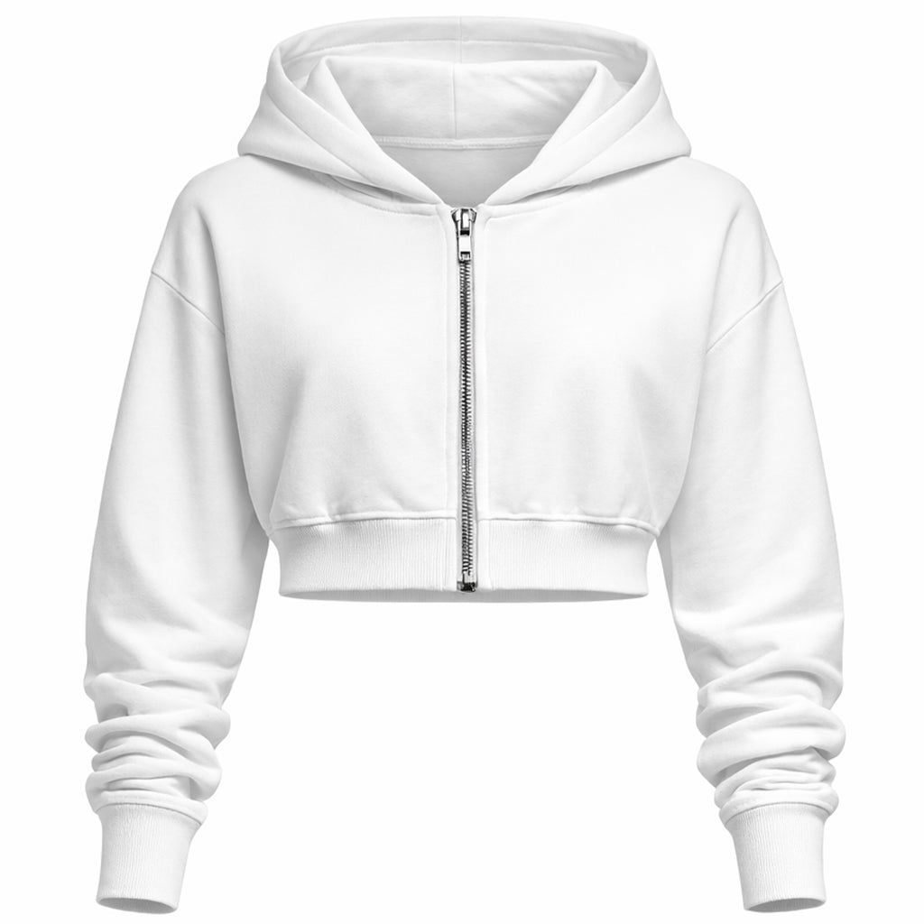 Felpa Donna Cropped con Cappuccio e Zip