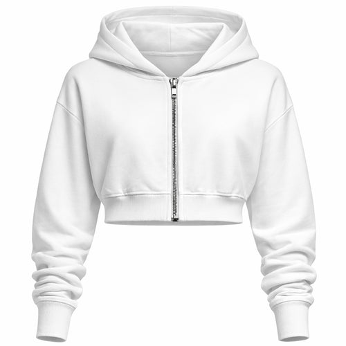 Felpa Donna Cropped con Cappuccio e Zip
